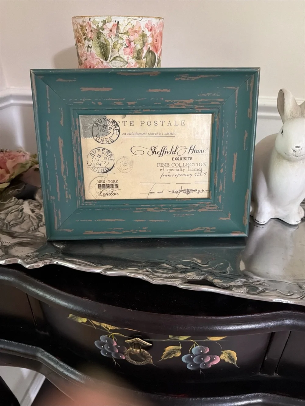 Sheffield Home Teal Distressed Wood Frame with Rustic Finish 9x 7